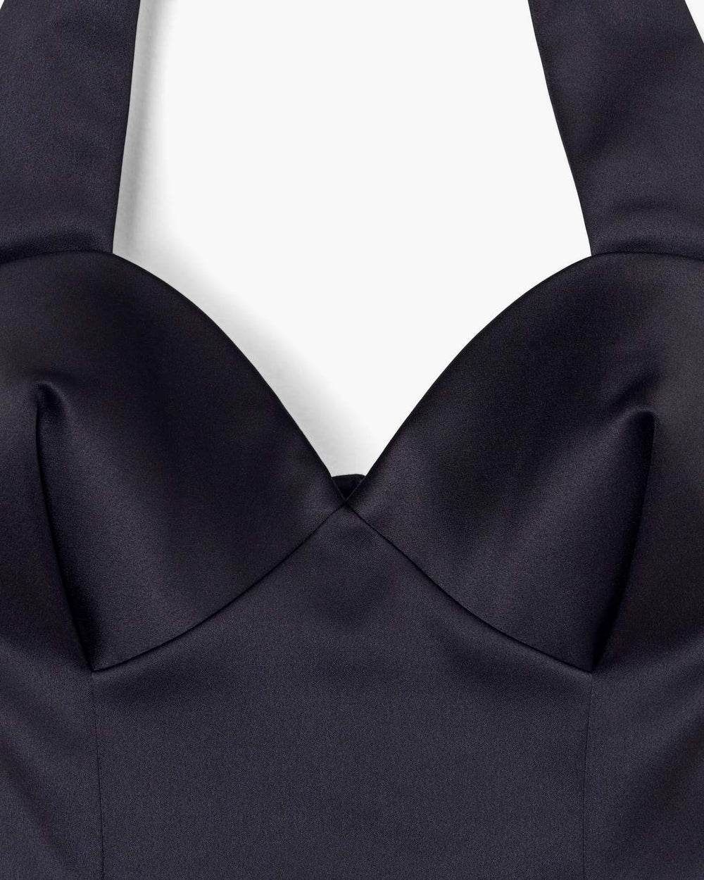 Sculpted Satin Halter Dress Black