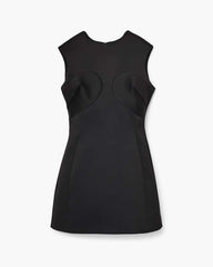 Seamed Up Satin Dress Black