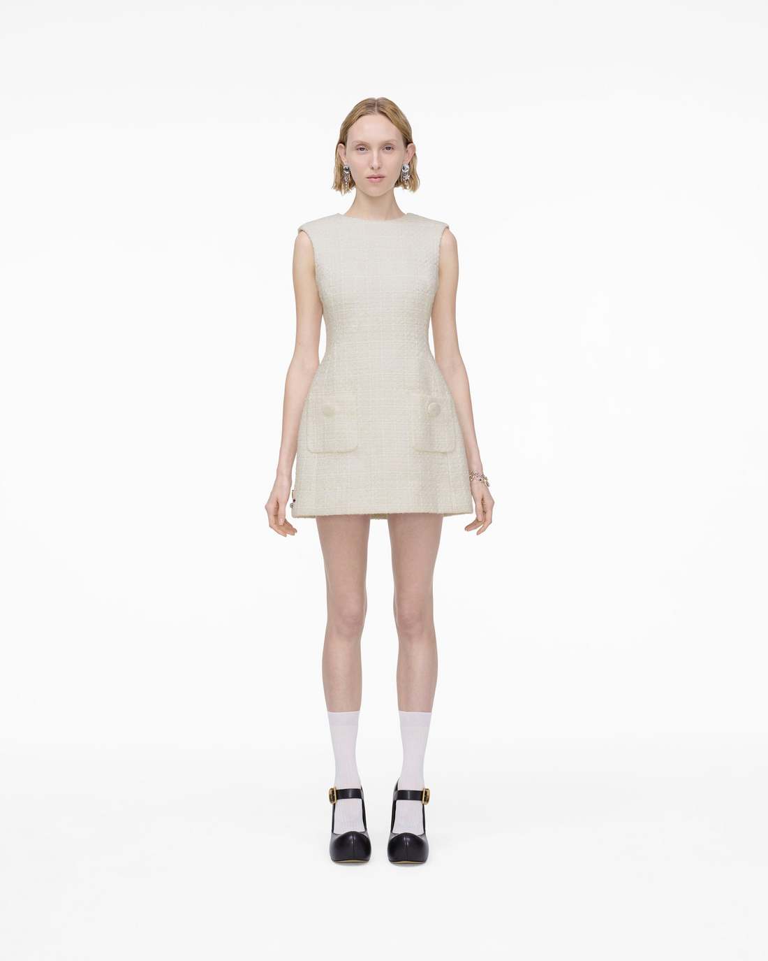 Sculptural Tweed Dress Ivory