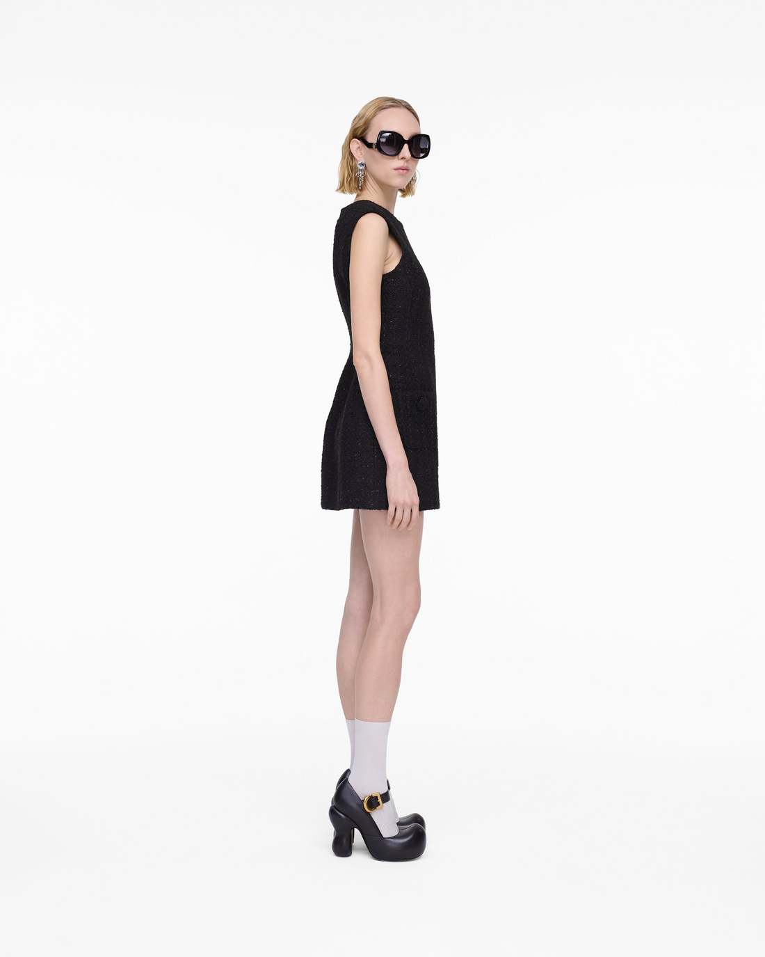 Sculptural Tweed Dress Black