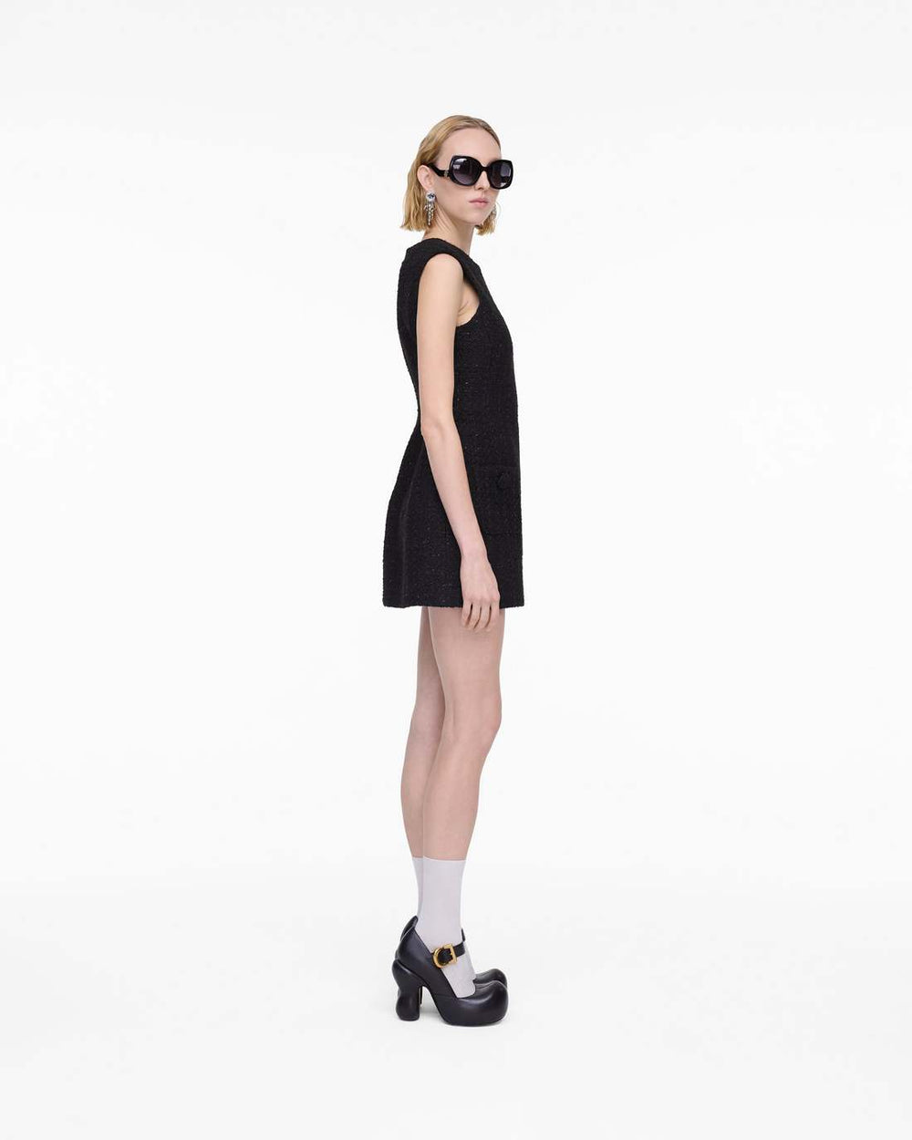 Sculptural Tweed Dress Black