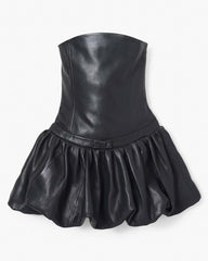 The Leather Bubble Dress Black