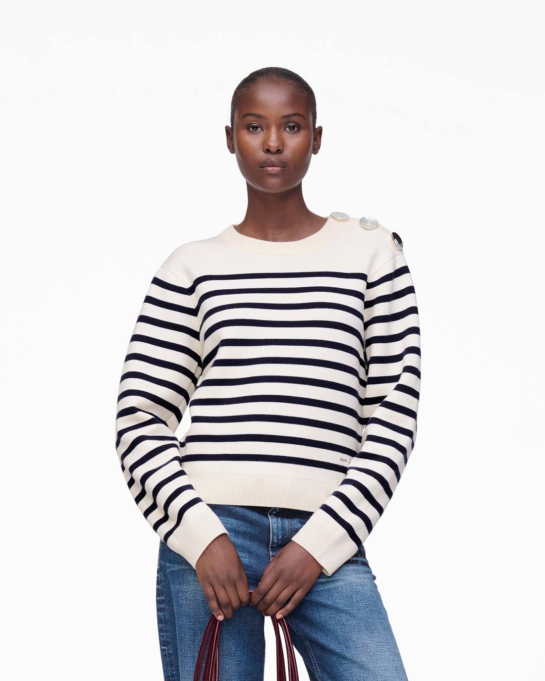Breton Stripe Crewneck White/Navy