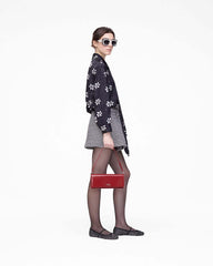 Trompe L'Oeil Eyelet Bow Blouse Black/White