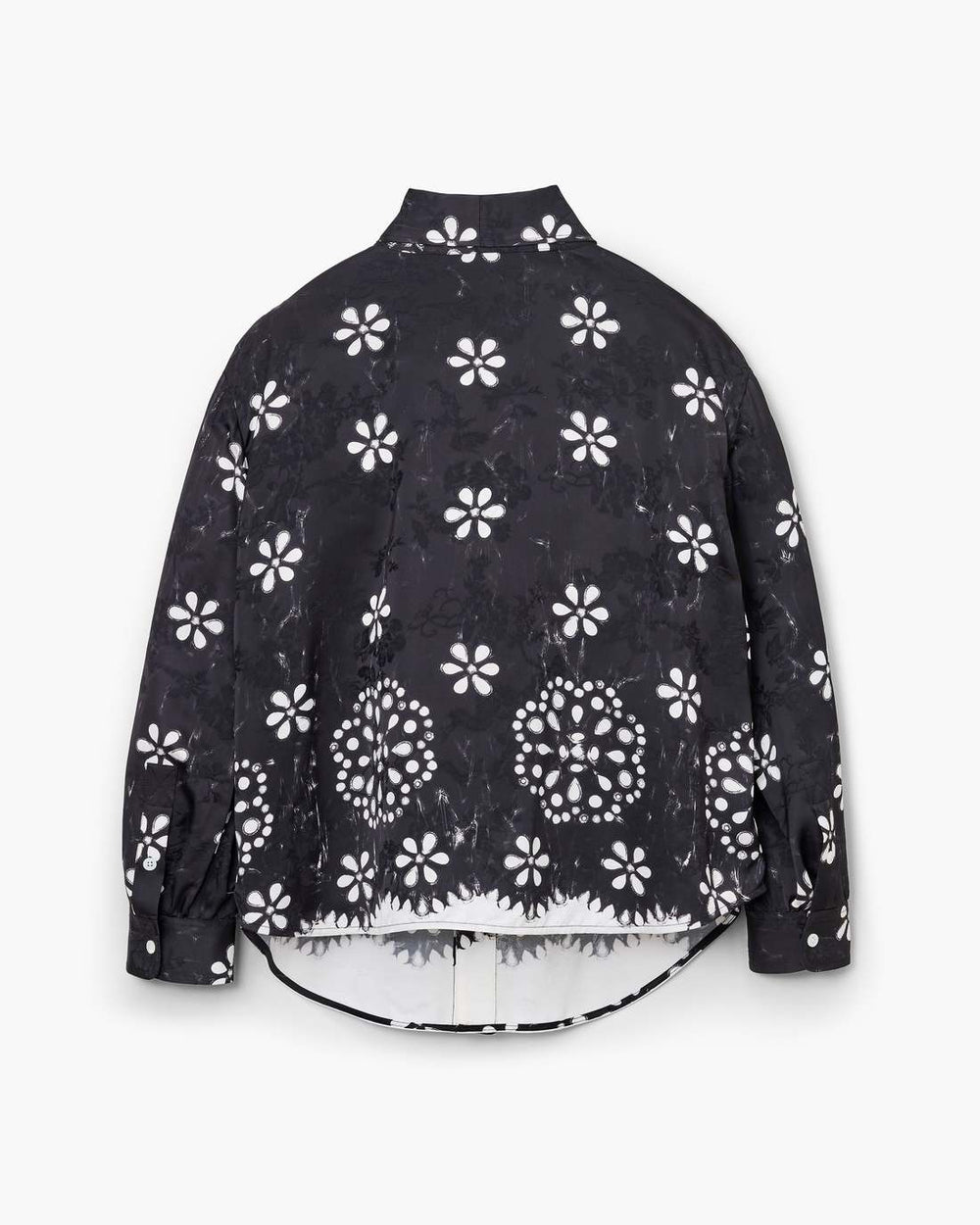 Trompe L'Oeil Eyelet Bow Blouse Black/White