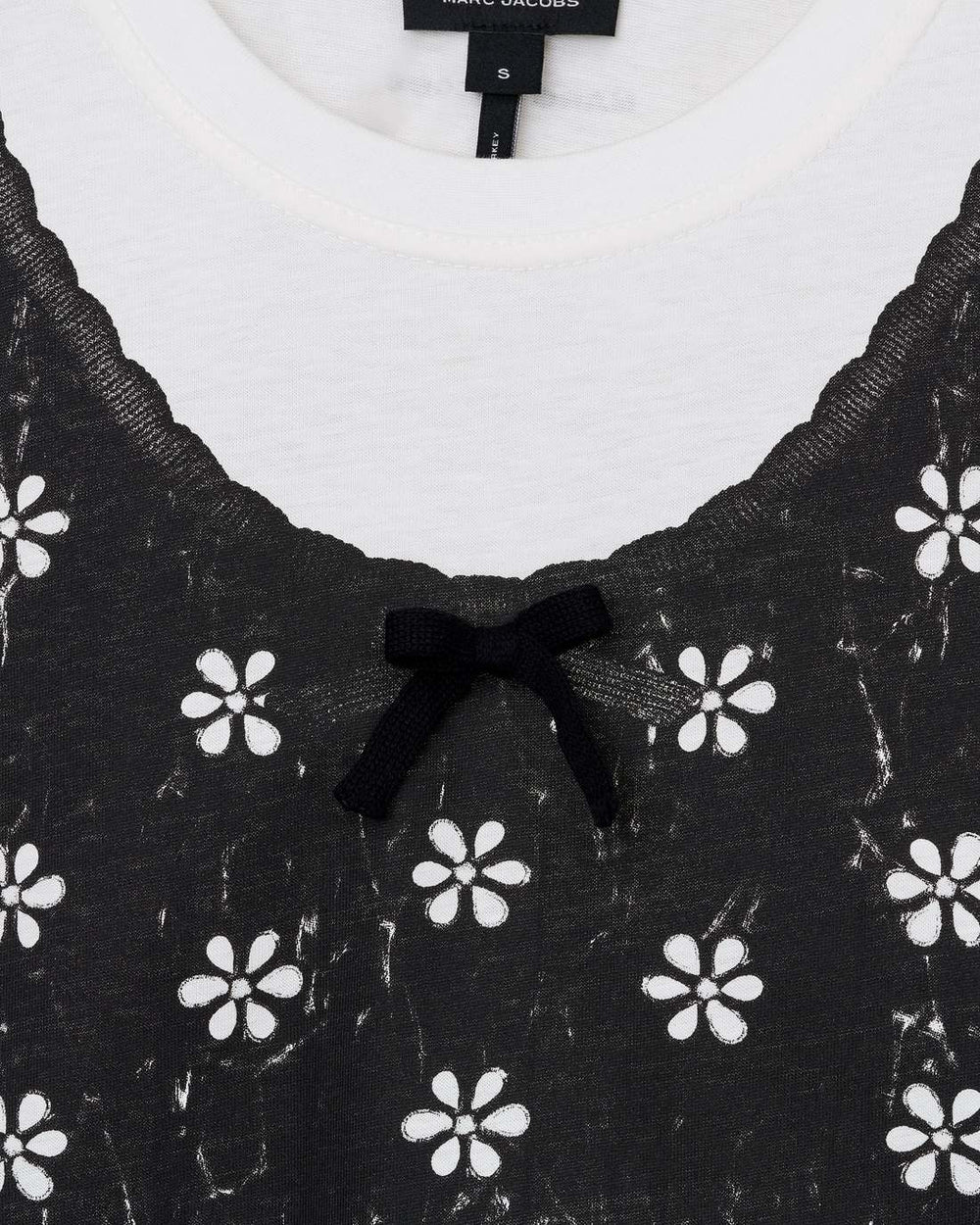 Trompe L'Oeil Eyelet Slim Tee White Multi