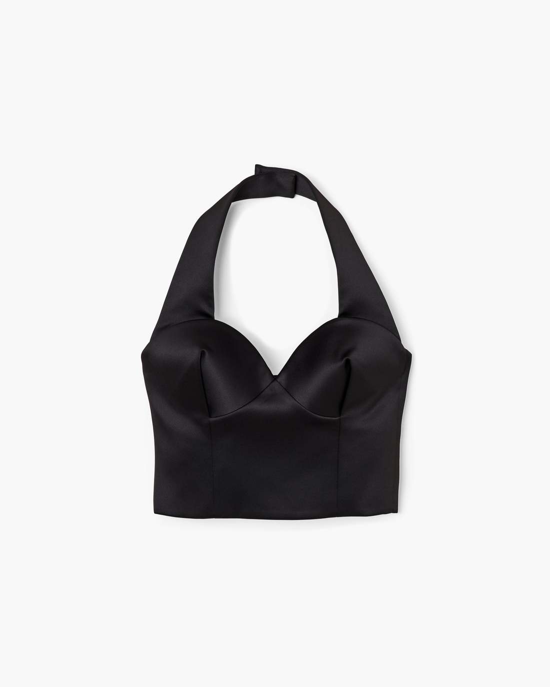 Sculpted Satin Halter Top Black