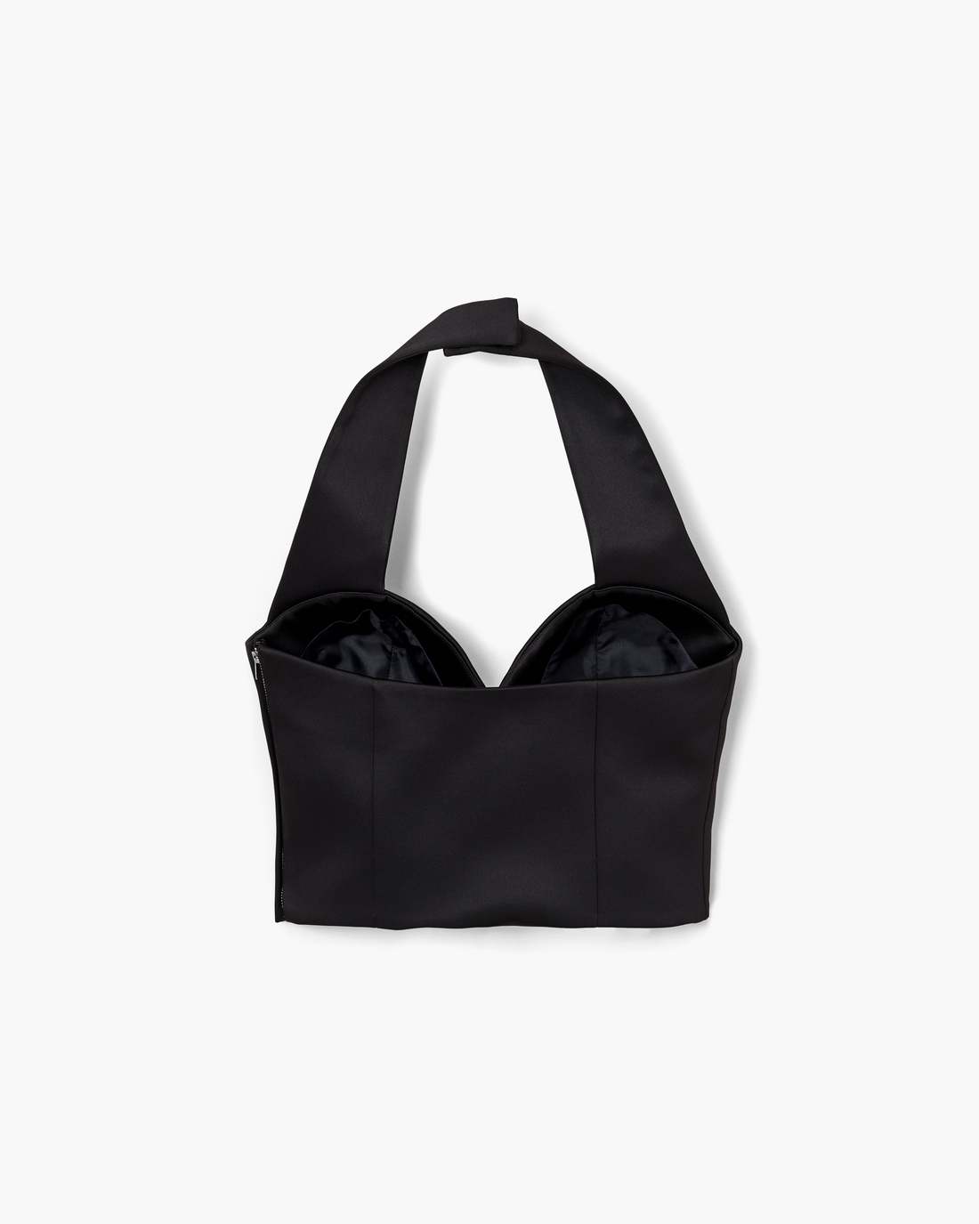 Sculpted Satin Halter Top Black