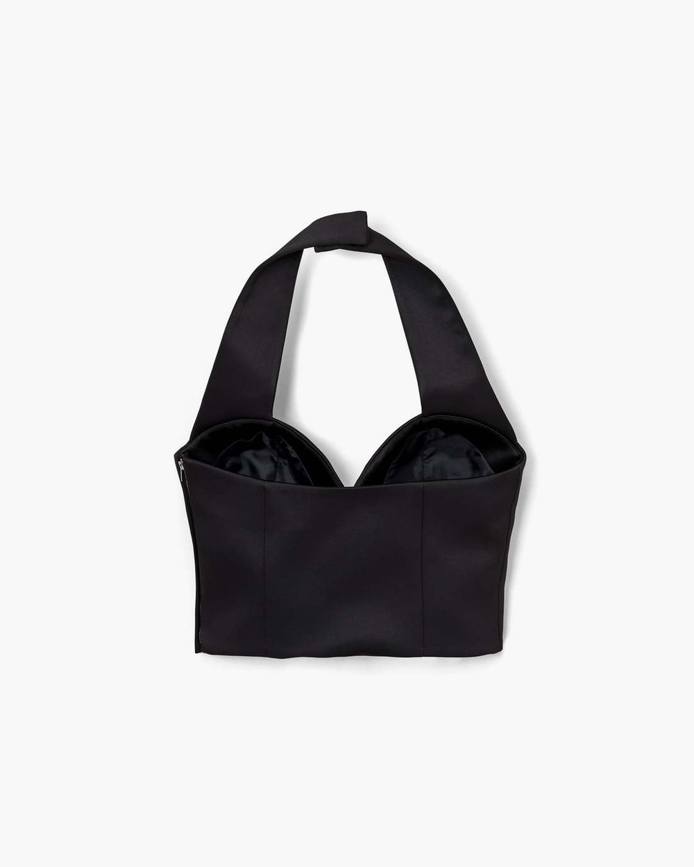 Sculpted Satin Halter Top Black
