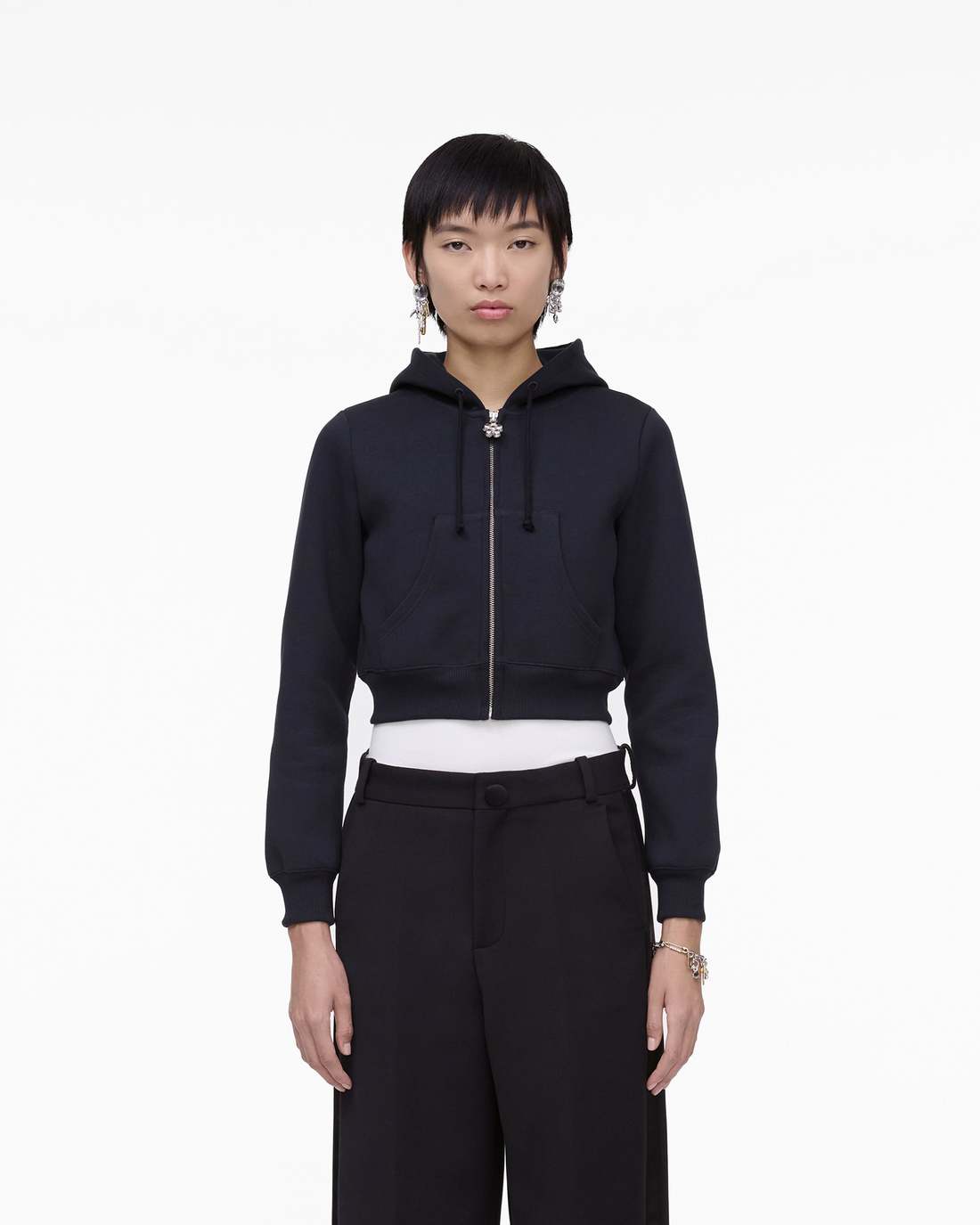 Charm Cropped Hoodie Black