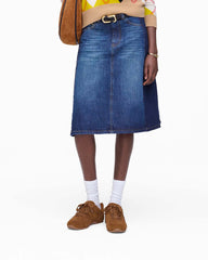 Two Tone Shadow Denim Skirt Dark Slub Indigo