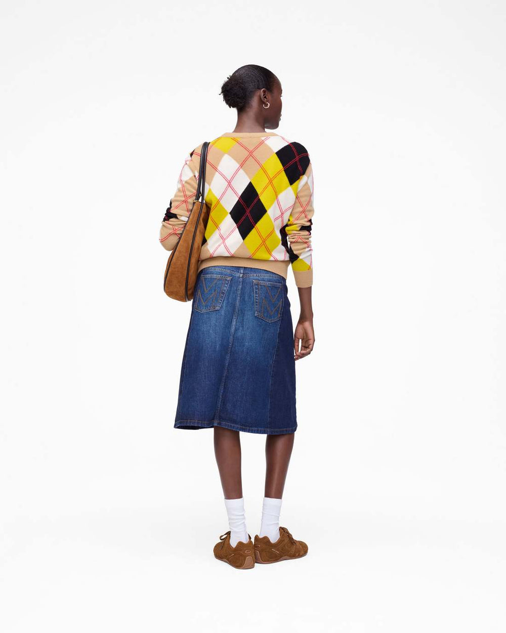 Two Tone Shadow Denim Skirt Dark Slub Indigo
