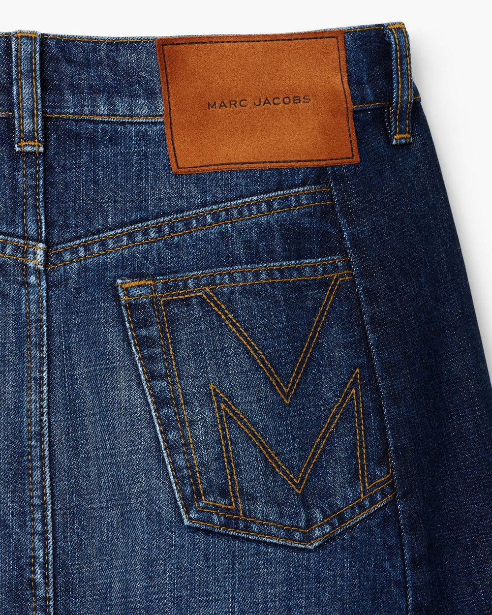 Two Tone Shadow Denim Skirt Dark Slub Indigo