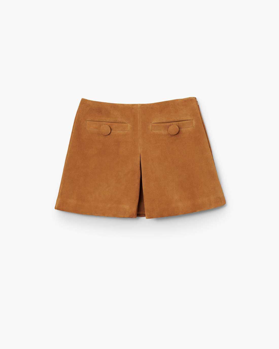 Suede Box Pleat Mini Skirt Copper