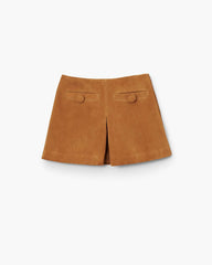 Suede Box Pleat Mini Skirt Copper