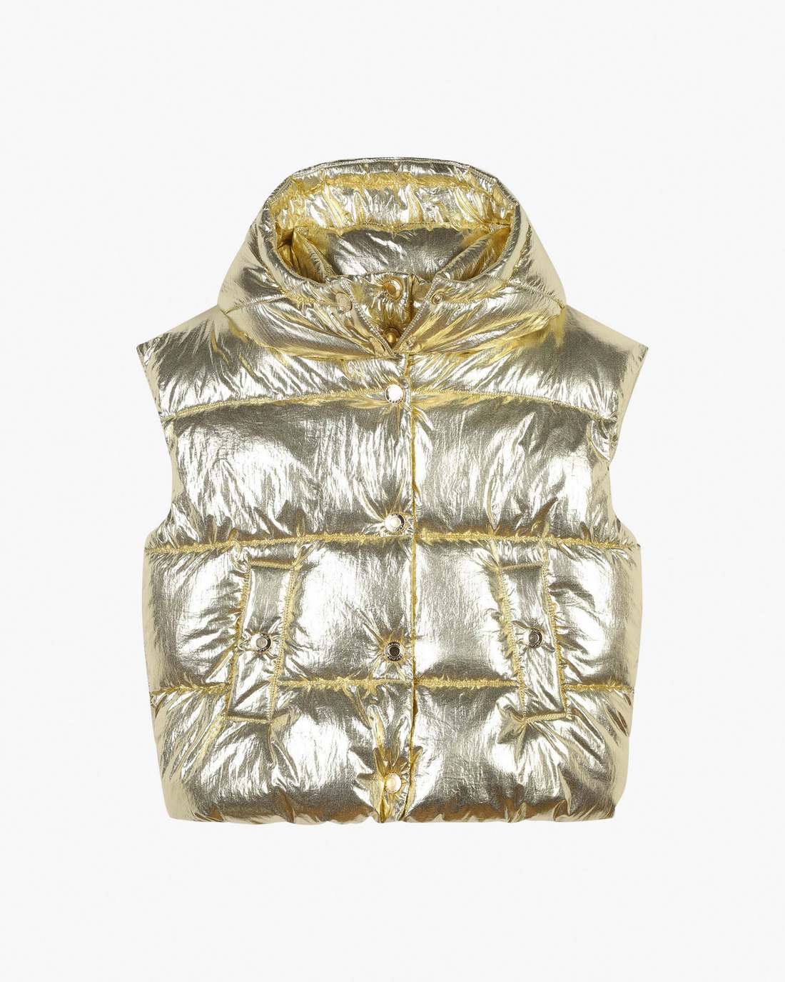 The Metallic Puffer Vest Gold